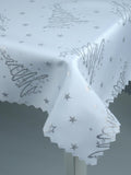 White Double Sided Table Cloth with Silver Christmas Tree Pattern | Marion-RecSilvCHR