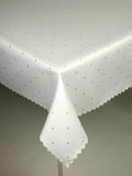 White Double Sided Round Table Cloth with Silver Dots Pattern 51.18 in | Marion-130-RoSil