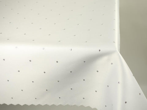 White Rectangle Double Sided Table Cloth with Silver Dots Pattern | Marion-RecSilDot