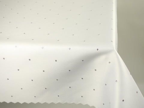 White Double Sided Round Table Cloth with Silver Dots Pattern 51.18 in | Marion-130-RoSil