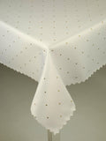 White Round Double Sided Table Cloth with Golden Dots Pattern 51.18 in | Marion-130-RoGol