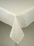 White Rectangular Double Sided Table Cloth with Golden Dots Pattern  | Marion-RecGoldDot