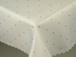 White Round Double Sided Table Cloth with Golden Dots Pattern 51.18 in | Marion-130-RoGol