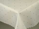 White Rectangular Double Sided Table Cloth with Golden Dots Pattern  | Marion-RecGoldDot