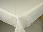 White Round Double Sided Table Cloth with Golden Dots Pattern 51.18 in | Marion-130-RoGol