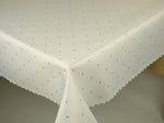 White Rectangular Double Sided Table Cloth with Golden Dots Pattern  | Marion-RecGoldDot