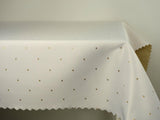 White Rectangular Double Sided Table Cloth with Golden Dots Pattern  | Marion-RecGoldDot
