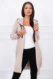 Beige Hooded Sweatshirt with Zip |8924-BE