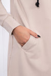Beige Hooded Sweatshirt with Zip |8924-BE