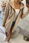 Beige Hooded Sweatshirt with Zip |8924-BE