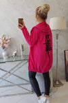 Pink Hooded Sweatshirt with Zip and Print on the Back |9117-NP