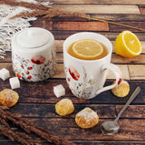 White Porcelain Sugar Bowl with Poppies Pattern | 155405