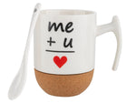 White Porcelain Mug on a Cork Stand and Spoon Me+U - 250 ml | 2K9817