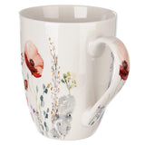 White Porcelain Barrel Mug with Poppies Pattern - MAKI 360 ml | 129660