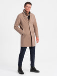 Men's Beige Classic Coat with Buttons | COWC-0104