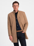 Men's Camel Elegant Coat with Zipper | 0103-V4-C