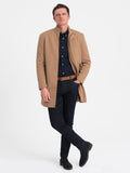 Men's Camel Elegant Coat with Zipper | 0103-V4-C