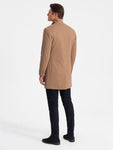 Men's Camel Elegant Coat with Zipper | 0103-V4-C