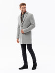 Men's Light Gray Classic Coat with Buttons | C432-V4