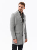 Men's Light Gray Classic Coat with Buttons | C432-V4
