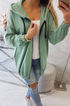 Mint Hooded Sweatshirt with Zip and Print on the Back |9117-M