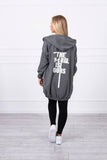 Dark Gray Hooded Sweatshirt with Zip and Print on the Back |9117-DGR