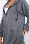 Dark Gray Hooded Sweatshirt with Zip and Print on the Back |9117-DGR