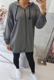 Dark Gray Hooded Sweatshirt with Zip and Print on the Back |9117-DGR