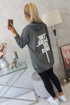 Dark Gray Hooded Sweatshirt with Zip and Print on the Back |9117-DGR