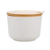 Ceramic White Sugar Bowl with Bamboo Lid and Spoon | 2K2969