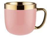 Light Pink Porcelain Cup with Gold Edges Golden Ring 530 ml | 2K91234