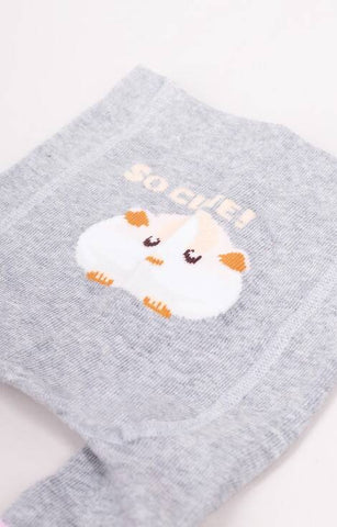 YO! Girls' Gray Cotton Crawling Tights with ABS on Feet and Knees  | RAB-0025G-HAMSTER