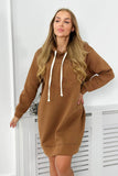 Brown Hooded Sweatshirt with Embossed Print |7020-BR