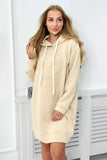 Light Beige Hooded Sweatshirt with Embossed Print |7020-LBE