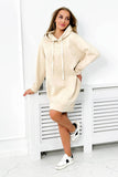 Light Beige Hooded Sweatshirt with Embossed Print |7020-LBE