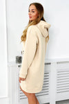 Light Beige Hooded Sweatshirt with Embossed Print |7020-LBE