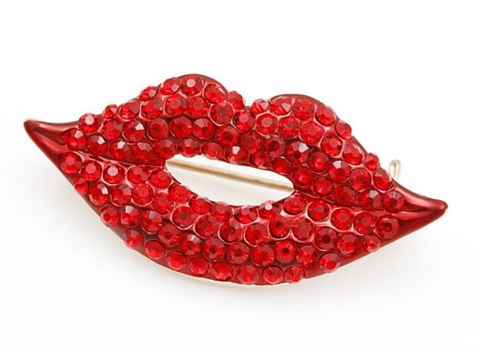 Sexy Red Lips Brooch with Zirconias - Broszka | RIO-03