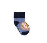 YO! Boys' Blue Ankle Socks with Lion Embroidery and ABS | SKF-0005C-A20A