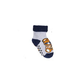 YO! Boys' Gray Ankle Socks with Animal Embroidery and ABS | SKF-0005C-A20AA