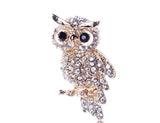 Golden Owl Brooch with Zirconias- Broszka | BR00740