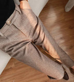 Women's Dark Beige Woolen Pants | SP-2310