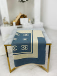 Carmen Double Sided Cream & Blue Soft Scarf | HAL-167-B/CR
