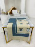 Carmen Double Sided Cream & Blue Soft Scarf | HAL-167-B/CR