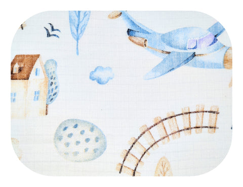 100% Cotton Blue Baby Boy Swaddle with Plane Print - Pielucha | TD-4885