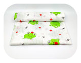 100% Cotton White Baby Swaddle with Funny Frog Print - Pielucha | TD-488