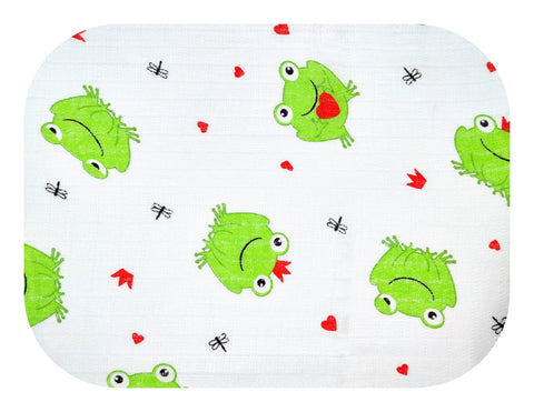 100% Cotton White Baby Swaddle with Funny Frog Print - Pielucha | TD-488