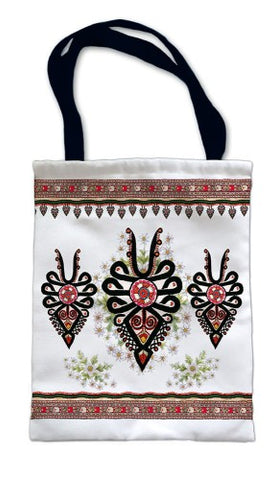 White Shopping Bag With Polish Folk Pattern - PARZENICA | CZW-19- MAX-W
