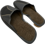 Men's Gray Leather Slippers | E-3