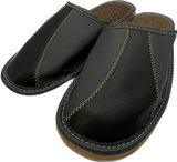 Men's Gray Leather Slippers | E-3