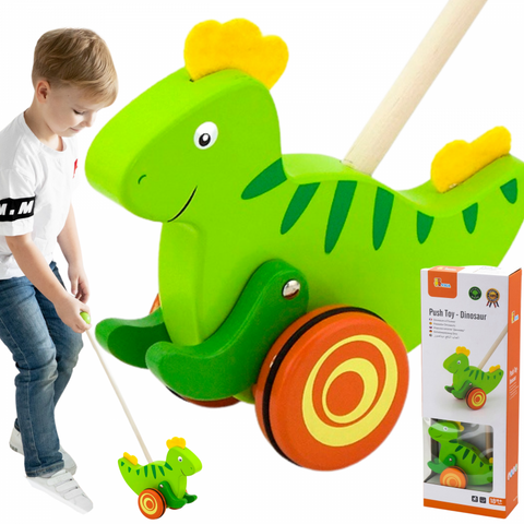 Wooden Push Toy Diosaur - Drewniany Pchacz Dinozaur | 50963